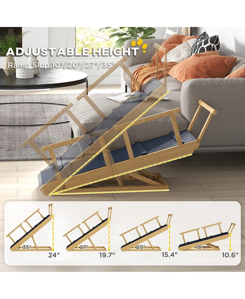 Zeus & Ruta Pine wood Adjustable Foldable Steps