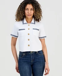 I.n.c. International Concepts Petite Embroidered-Trim Cardigan, Macy's Exclusive