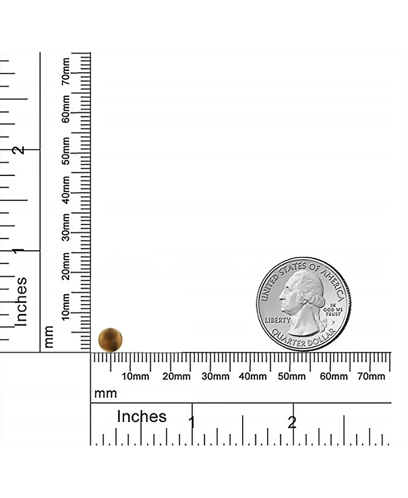 Bling Jewelry Elegant Real 14K Yellow Gold Round Natural Stone Bead Ball Stud Earrings 6MM