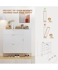 Boyel Living 49.21 in. H Wood Shoe Storage Cabinet with Flip-Up Drawers Adjustable Shelf