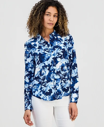 I.n.c. International Concepts Petite Floral-Print Shirt, Macy's Exclusive