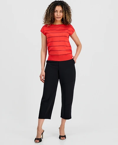 I.n.c. International Concepts Petite High-Rise Barrel-Detail Pants, Macy's Exclusive