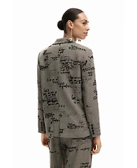 Desigual Women's Blazer with lettering and checks