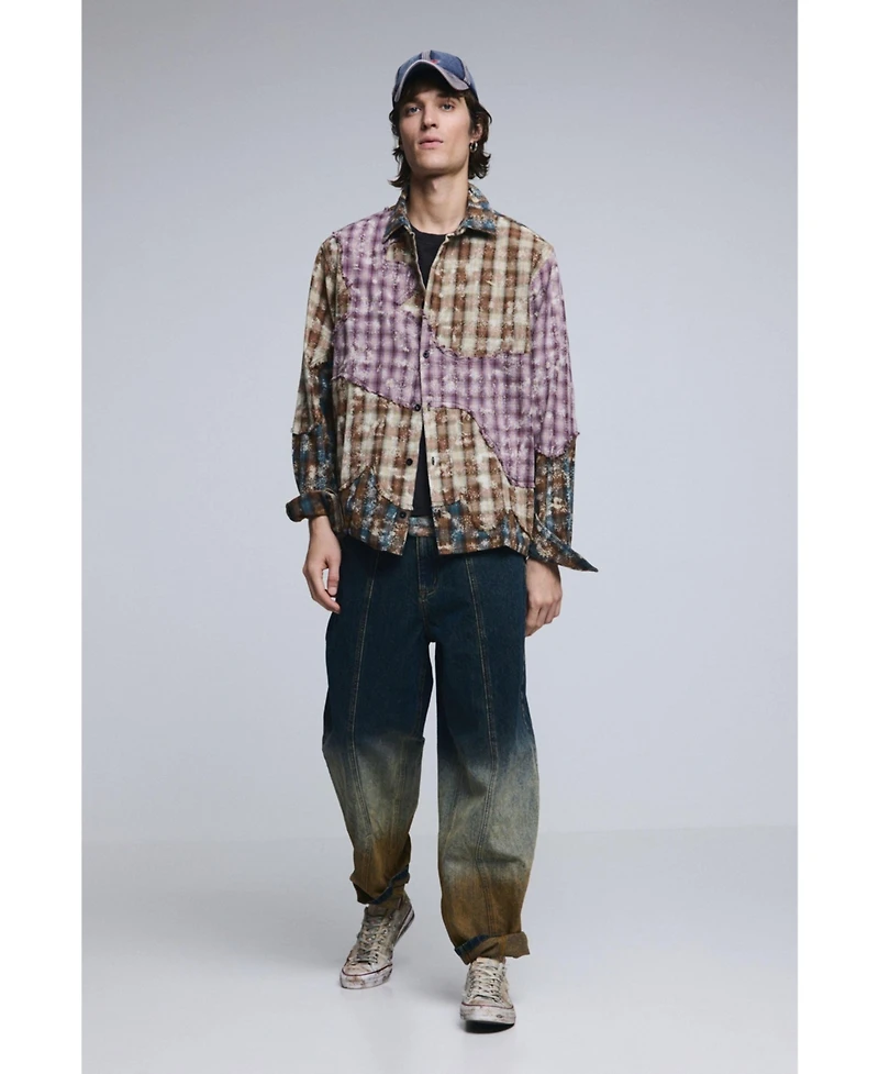 Desigual Men's Long-sleeved checked patch shirt