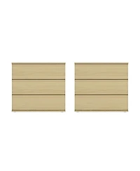Manhattan Comfort Molly 3-Drawer Wood Nightstand, Set of 2