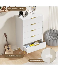 gaomon Modern Fluted Drawer Dresser Wood Chest of Drawers with Metal Handles and Legs