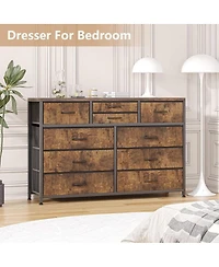 gaomon 10-Drawer Modern Fabric Dresser for Bedroom, Large Storage Chest, 45" Tv Stand, Living Room, Hallway Organizer