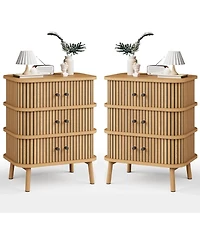 gaomon 6 Drawer Dresser, Mid Century Wood Double Chest, Black Handles, Wooden Legs, Storage for Bedroom, Closet, Hallway