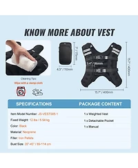Mecale Weighted Vest, 12 lb Adjustable Training Vest with Reflective Stripe and Buckle for Men and Women