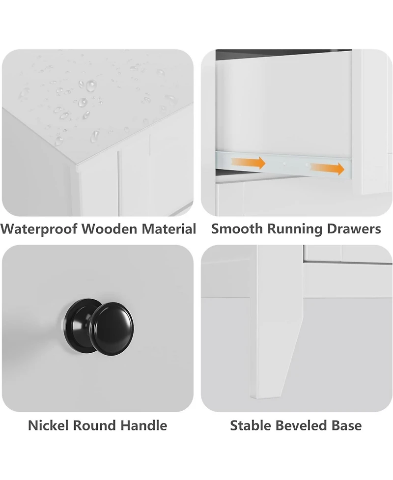 gaomon 7-Drawer Modern White Dresser, Wood Storage Cabinet Organizer Tv Stand for 48" Tv, Bedroom, Living Room, Entryway