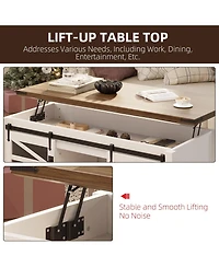 gaomon Lift-Top Coffee Table, 47.2" Rustic Wood, Multifunctional Convertible Center Table with Ample Storage, Living Room