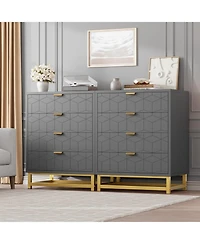 gaomon 4-Drawer Grey Bedroom Dresser with Metal Legs, Wide Storage Chest Organizer for Living Room, Hallway
