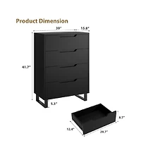 gaomon 4 Dresser for Bedroom, 41inch Tall Dresser, Freestanding Vertical Drawer Cabinet with Storage, Wooden Closet Storage Chest for Living Room