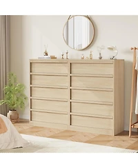 gaomon 5-Drawer Modern Tall Wooden Dresser, Large Drawers, Storage Organizer for Bedroom, Living Room, Nursery