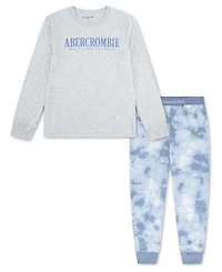 abercrombie kids Boys' Long-Sleeve T-Shirt and Printed Jogger Pants, 2-Piece Set
