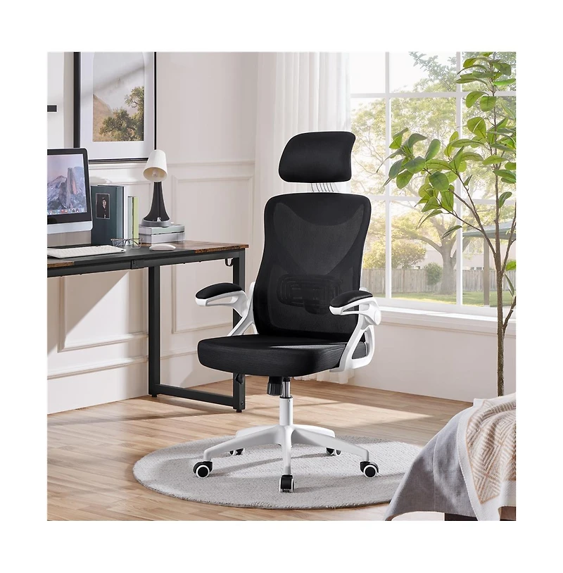 Yaheetech High Back Office Chair with 90° Flip-up Armrest