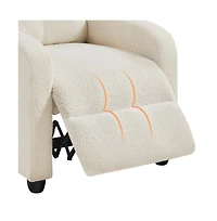 Yaheetech Adjustable Modern Single Boucle Recliner Chair Sofa with Pocket Springs Ivory