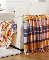 Happycare Textiles Yarn-Dyed Woven Plaid Fringe Throw, 60" x 50"