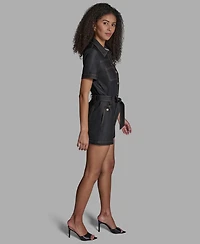 Bcbg Women's Stretch Denim Button-Front Closure Romper