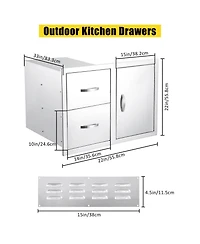 gaomon 33W x 22H x 22D Inch Outdoor Kitchen Drawer Combo, Paper Towel Rack, Stainless Steel, Bbq Grill Station