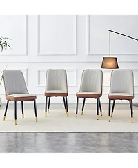 Streamdale Furniture Modern Light Gray/Brown Pu Leather Dining Chair - Set of 4