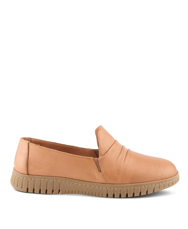 Spring Step Women's Patton Slip-On Shoes With Twin Elastic Gore, Ruching Leather and Removable Insole
