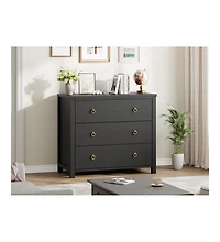 Dresser for Bedroom, Chest of Dressers, 29 in Tall Dresser for Closet with 3 Drawers, Night Stand, Large Clothes Storage Cabinet, Black