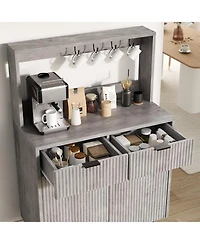 gaomon Fluted Sideboard Buffet Cabinet with 2 Drawers, Adjustable Shelves, Coffee Bar Storage Console