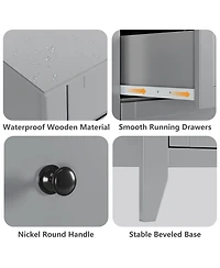 gaomon Grey 6 Drawer Dresser, Modern Chest with Deep Drawers, Nickel Round Handle, Wood Storage Organizer