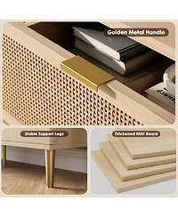 gaomon 5 Drawer Rattan Chest of Drawers with Deep Drawers, Modern Storage Cabinet Dresser