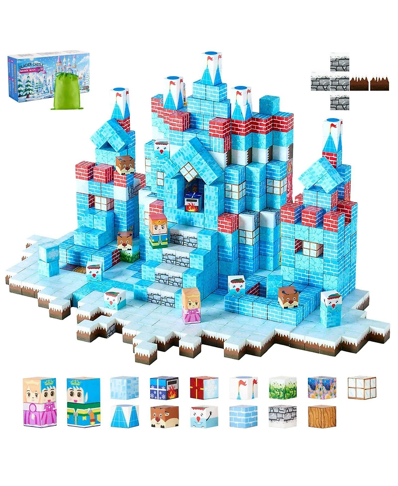 Mecale Magnetic Blocks, 150-Piece Glacier Castle Magnetic Cube Building Set for Kids Ages 3