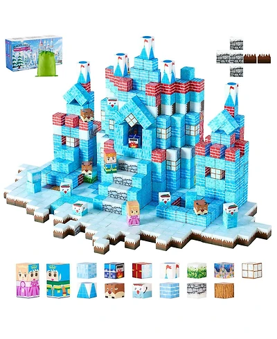 Mecale Magnetic Blocks, 150-Piece Glacier Castle Magnetic Cube Building Set for Kids Ages 3