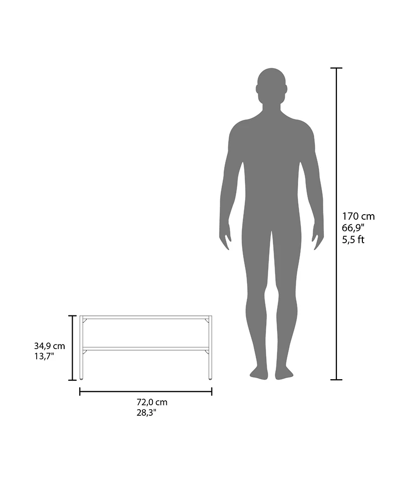 Fm Furniture Shoe Rack, 2 Open Shelves, Low Horizontal Design, Freestanding Unit, Bedroom Use, White