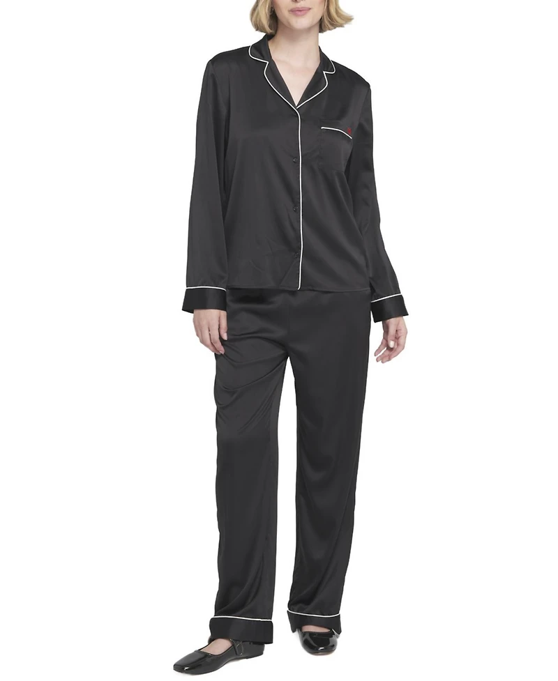 Elle Collection Women's Satin Pj Set Long Pajama