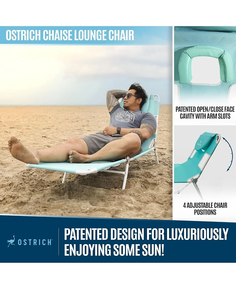 Ostrich Chaise Lounge, Versatile Facedown Beach Camping Pool Tanning Chair
