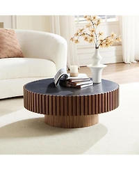 Streamdale Furniture Nesting Round Sintered Stone Coffee Table - Walnut
