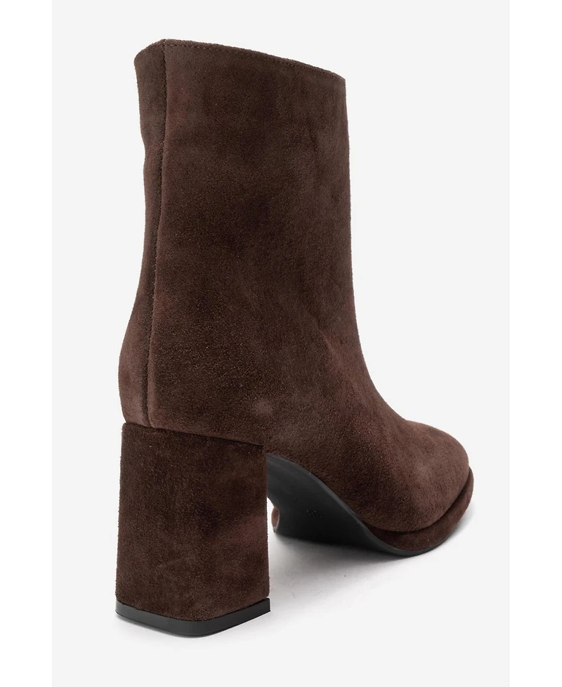 Forever & Always Women's Shoes Napoli Leather Block Heel Boot