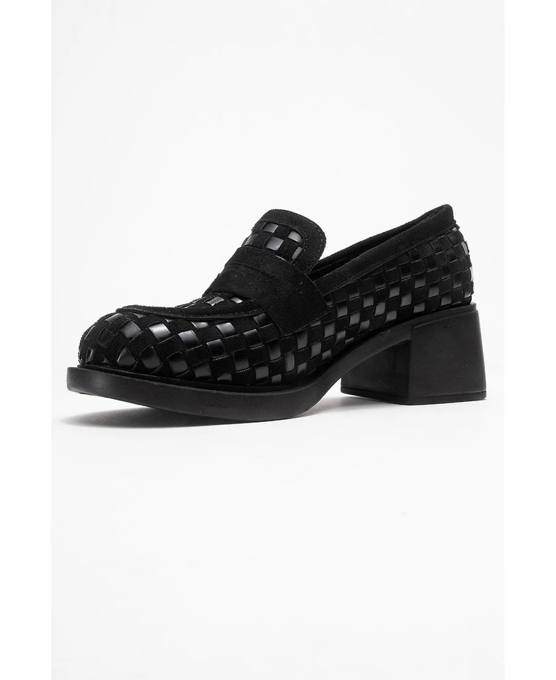 Prologue Shoes Women's Marlon Woven Block Heel Loafer