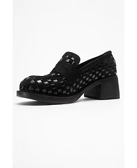 Prologue Shoes Women's Marlon Woven Block Heel Loafer