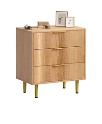 gaomon Modern Fluted Drawer Dresser Wood Chest of Drawers with Metal Handles and Legs