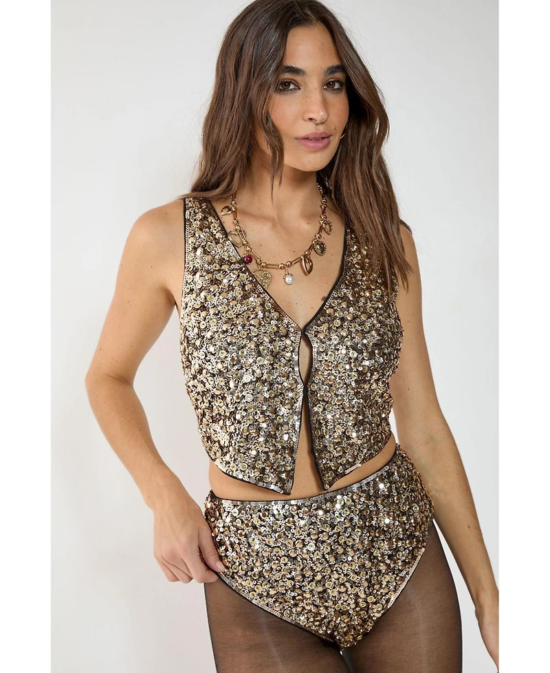 Nasty Gal Women's Cluster Hand Embellished Waistcoat