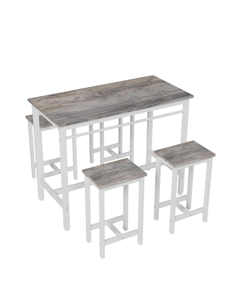Streamdale Furniture 5-Piece White Oak Kitchen Bar Table Set with 4 Stools