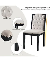 Streamdale Furniture 6-Piece Dining Table Set- 60" Table, 4 Tufted Chairs & Bench (Black)