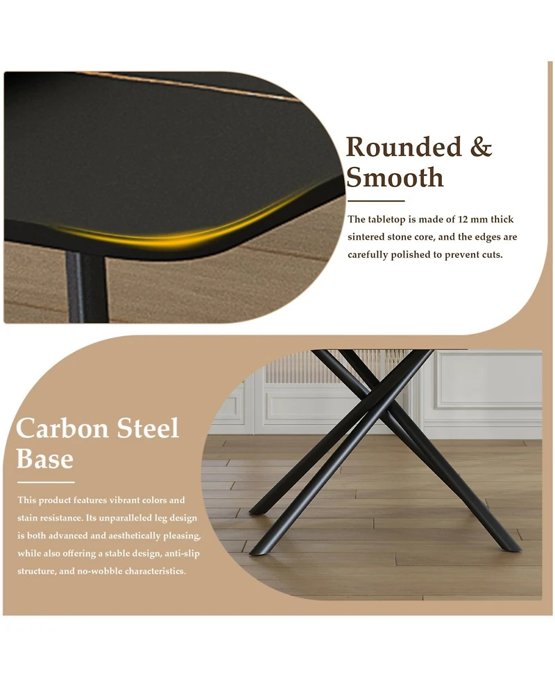 Streamdale Furniture Retractable Sintered Stone Dining Table Set