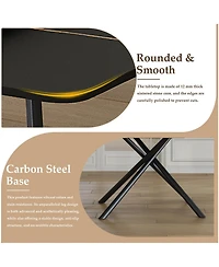 Streamdale Furniture Retractable Sintered Stone Dining Table Set