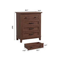 gaomon 4-Drawer Brown Freestanding Vertical Dresser 34.8" Tall, Large Storage Closet Chest for Bedroom, Living Room