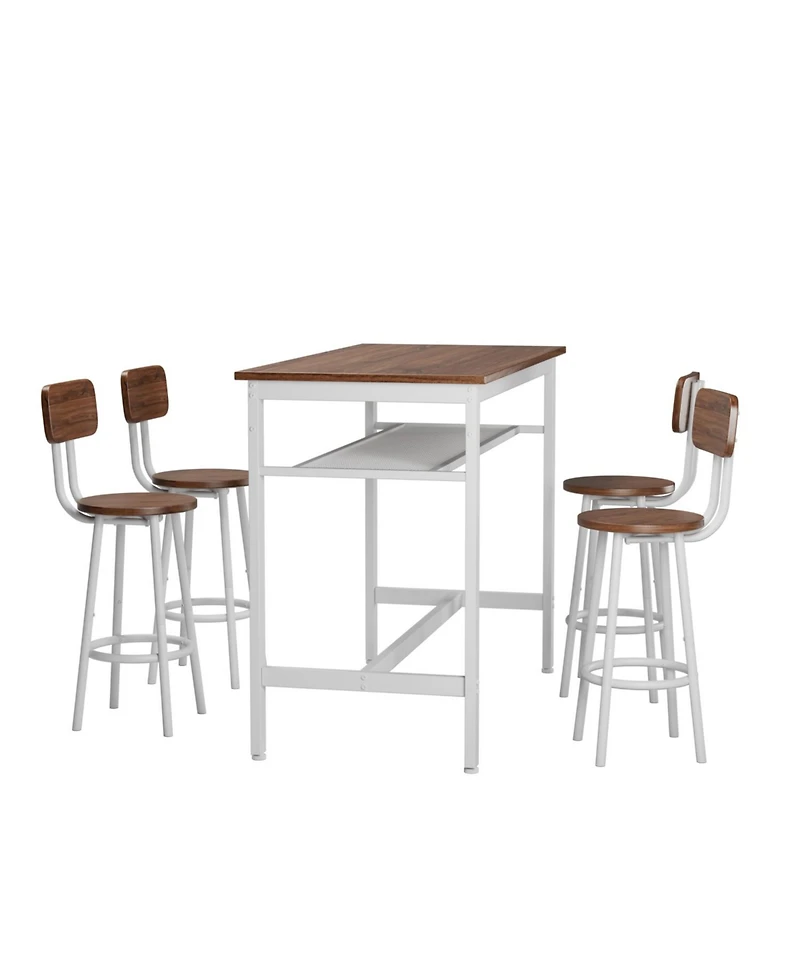 Streamdale Furniture 5-Piece Bar Table & Chairs Set, Modern Metal Counter Height Dining Set