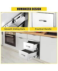gaomon 14W x 23D x 15H Inch Stainless Steel Outdoor Kitchen Drawers, Flush Mount Double Bbq Access Drawers