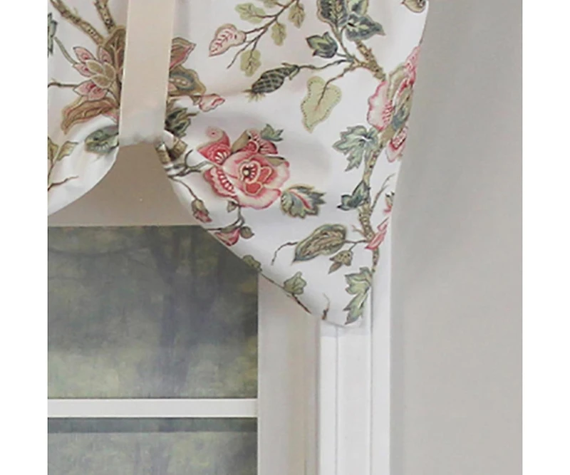 Rlf Home Gianna Suspender Valance White. 3" Rod Pocket, contrast ribbon Tie. 50"W x 17"L