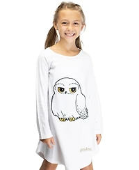 Harry Potter Girls Pajama Hedwig Owl Micro Raschel Fleece Long-Sleeve Hi-Lo Nightgown